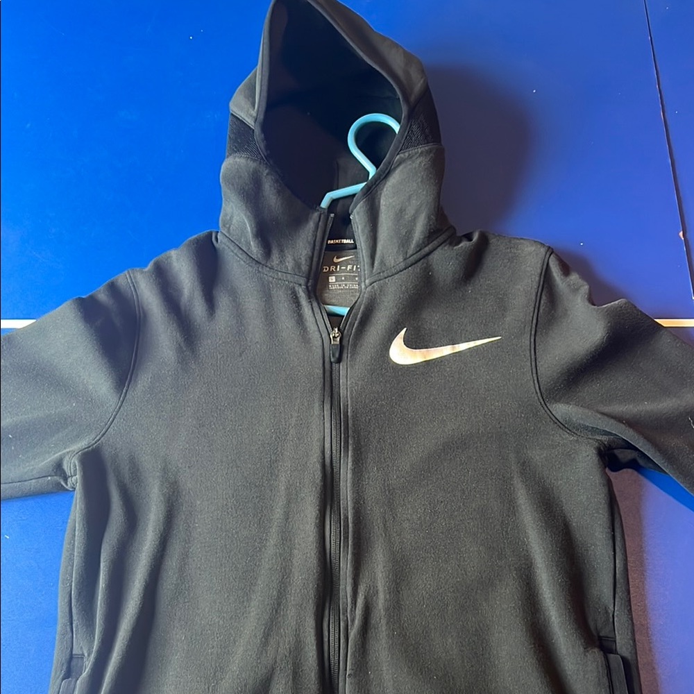 Nike Black Full-Zip Hoodie with Grey Swoosh